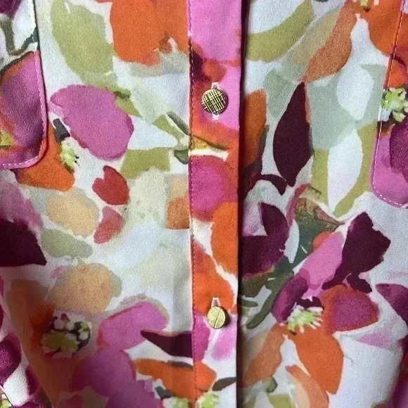 Investments Floral Button Down Tie Front Long Sleeve Top Size 2X - Picture 5 of 10